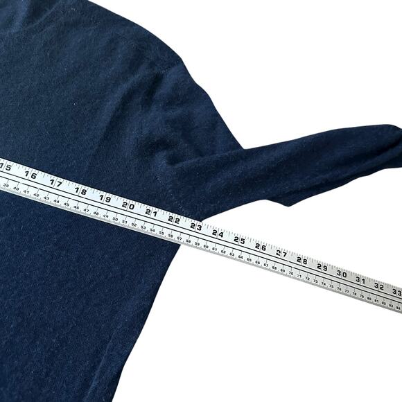 John Varvatos Sweater Men’s XL Dark Blue 100% Cashmere Elbow Pads Pullover Fuzzy - Picture 8 of 12